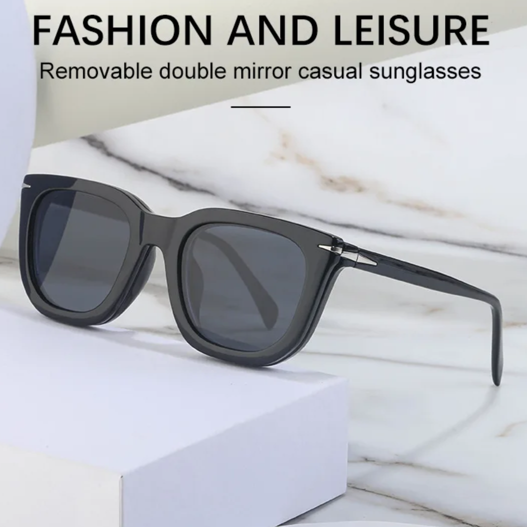 Classic Square Sunglasses (Gold Gray) - Image 2