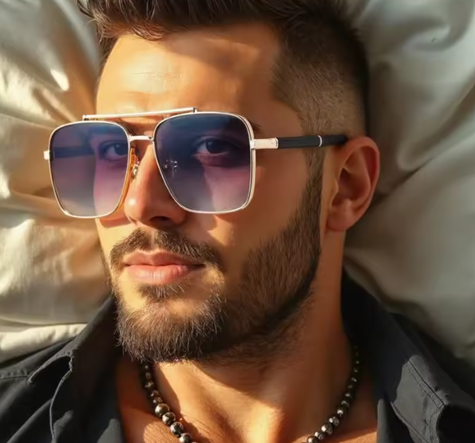 Oversized Square Sunglasses Men UV400