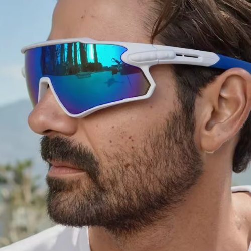 Men Polarized Shield Sunglasses UV400 (White)