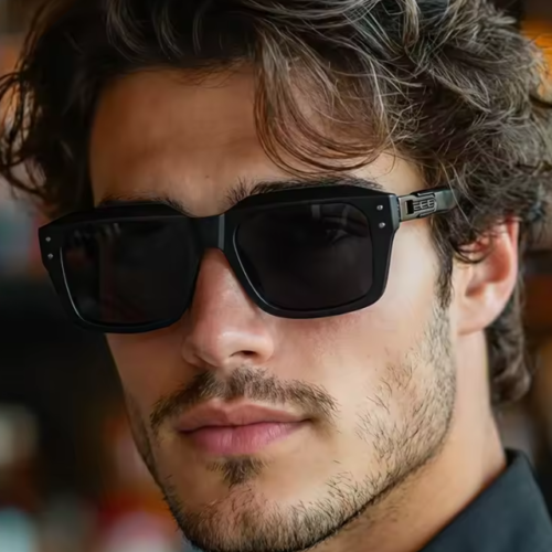 Men Polarized Square Punk Sunglasses UV400 (Black)