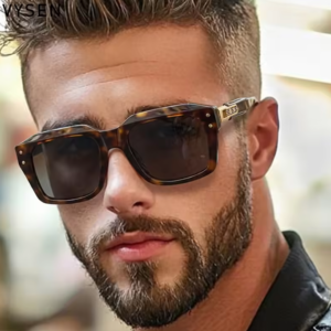 Men Polarized Square Punk Sunglasses UV400 (Brown)