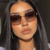 Women's Polygon Square Sunglasses, Brown, view 4