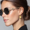 Women's Snake Detail Metal Sunglasses, Grey, view 4
