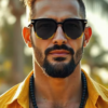 Men's Vintage Square Sunglasses UV400 in black