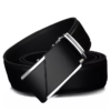 Men's Leather Ratchet Belt, Black Slim Buckle, view 2