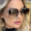 Women's Oversized Rimless Gradient Sunglasses, view 4