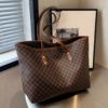 Women's Large Print Shoulder Tote, Brown, view 5