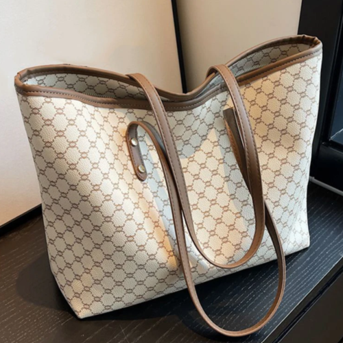 Women Large Capacity Shoulder Bag (Beige)