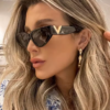 Women's Black Cat Eye Sunglasses, Gold Temple Detail, view 3