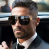 Men's Oversized Polarised Sunglasses, Black & Gold in black with gold temples