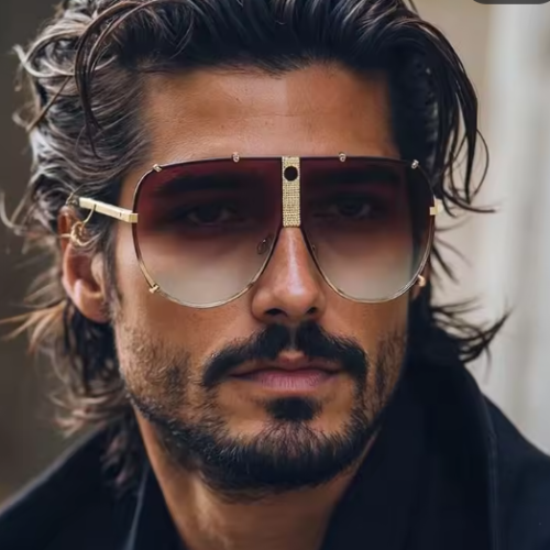 Men Oversized Pilot Shield Sunglasses