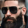 Men's Oversized Polarised Double Bridge Sunglasses in black