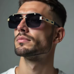 Men Oversized Rimless Square Punk Sunglasses
