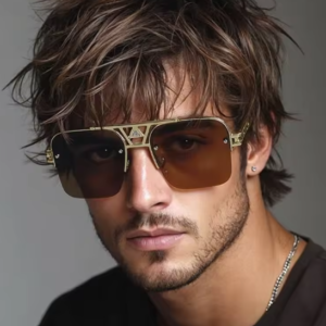 Oversized Metal Double Beam Punk Sunglasses
