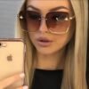 Women's Oversized Square Bee Sunglasses, Brown in brown gradient