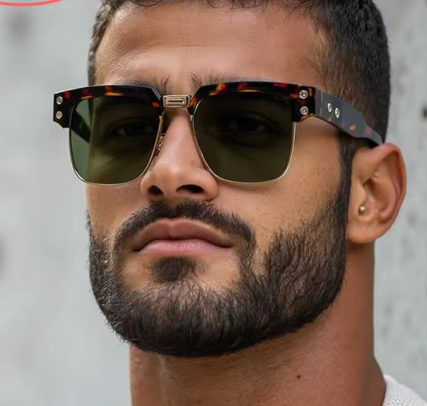 Men Steampunk Polarized Square Sunglasses