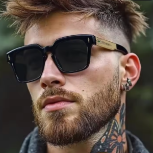 Men Steampunk Polarized Square Sunglasses