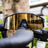 Polarised Cycling Sunglasses, Gold Mirror Shield in gold mirror