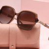 Women's Polarised Butterfly Sunglasses, Dark Tea in dark tea brown