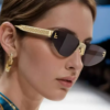 Women's Rimless Sunglasses, Gold Temples, view 4