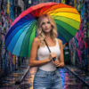 Rainbow Umbrella, Long Handle, view 4