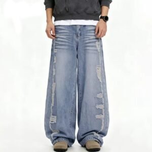 Men's American Retro High Street Blue Baggy Jeans