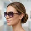 Women's Oversized Retro Square Sunglasses, Purple Gradient in purple gradient