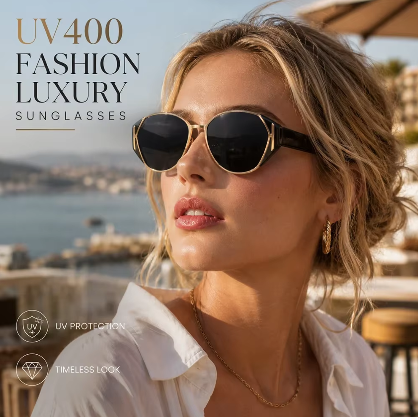 Retro UV400 Sunglasses Men Women - Black