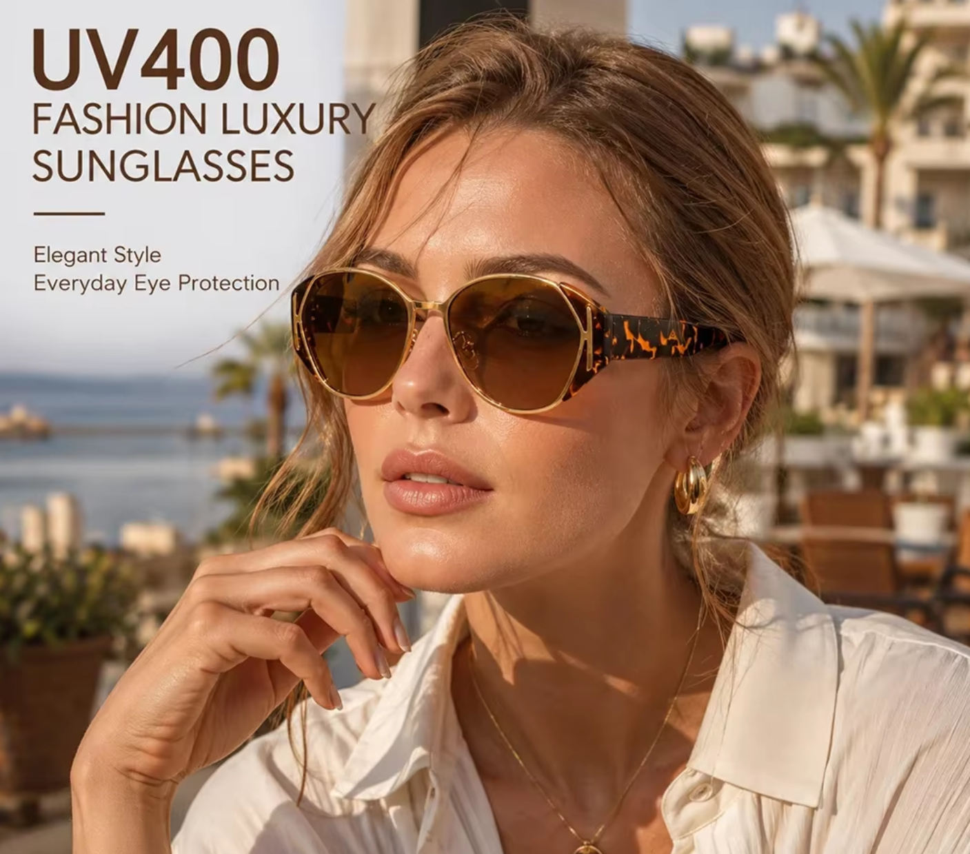 Retro UV400 Sunglasses Men Women - Brown
