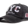 Vintage NYC Baseball Cap Washed Visor Soft Snapback Hat (Black)
