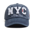 Vintage NYC Baseball Cap Washed Visor Soft Snapback Hat (Blue)
