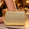 Diamond Pattern Women's Bag for Wedding and Party (Gold)