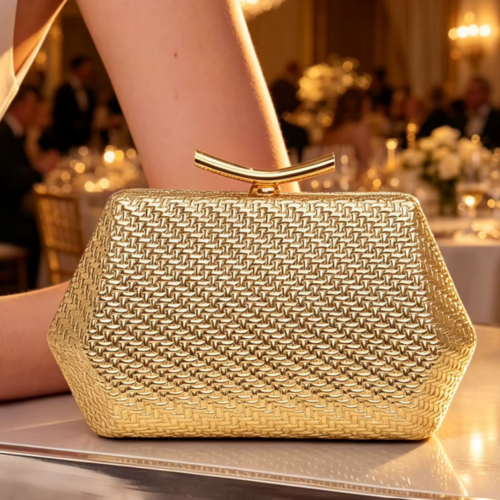 Diamond Pattern Women's Bag for Wedding and Party (Gold)